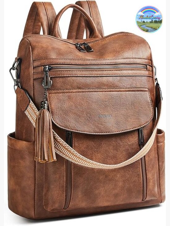 Faux Leather Laptop Backpack for Women 15.6\